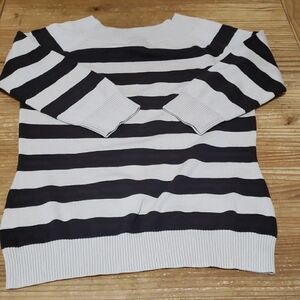 Ann Taylor Brown And Cream Sweater With 3/4 Sleeves